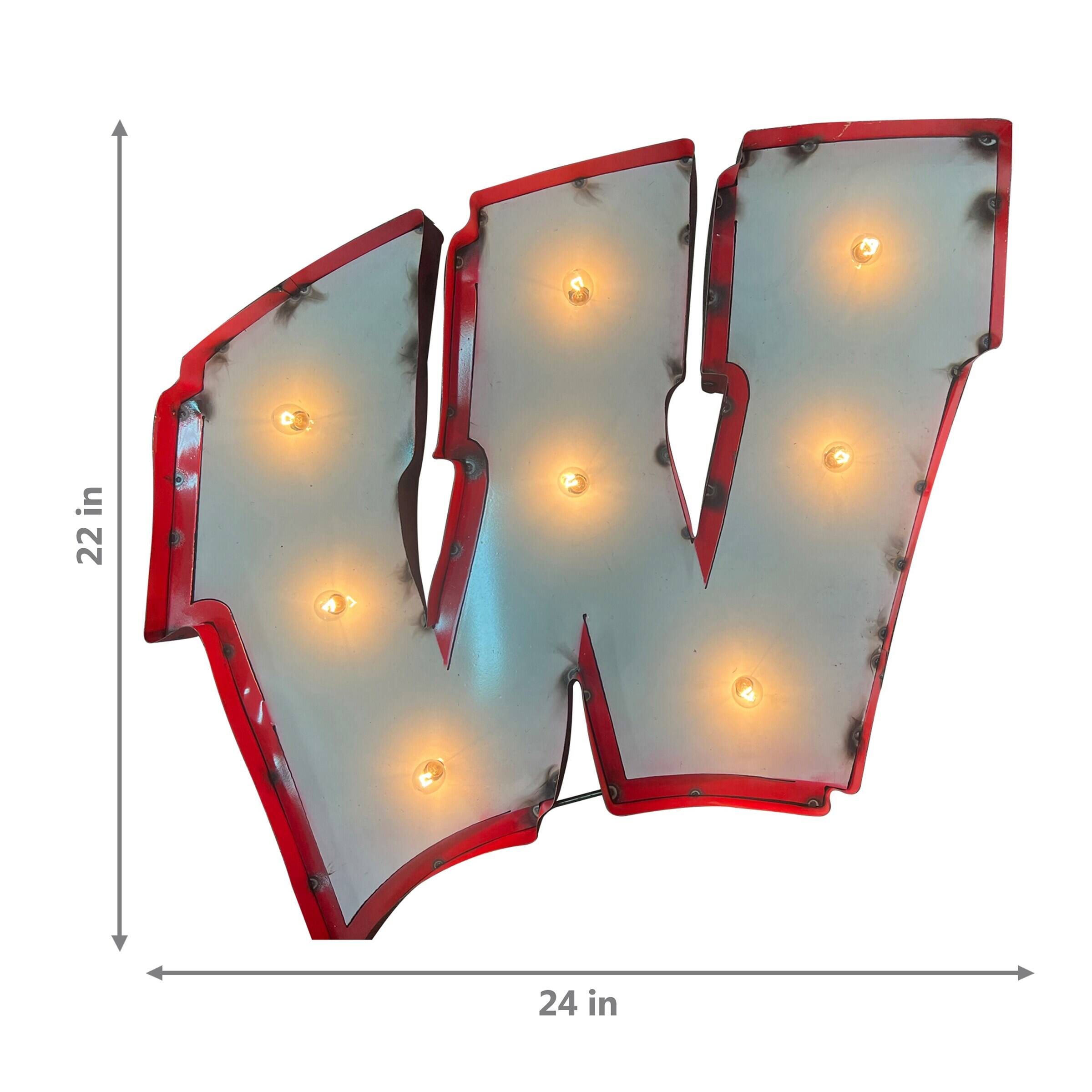 Alt View 1. Imperial - Wisconsin Badgers Logo Lighted Recycled Metal Sign - Multicolor.