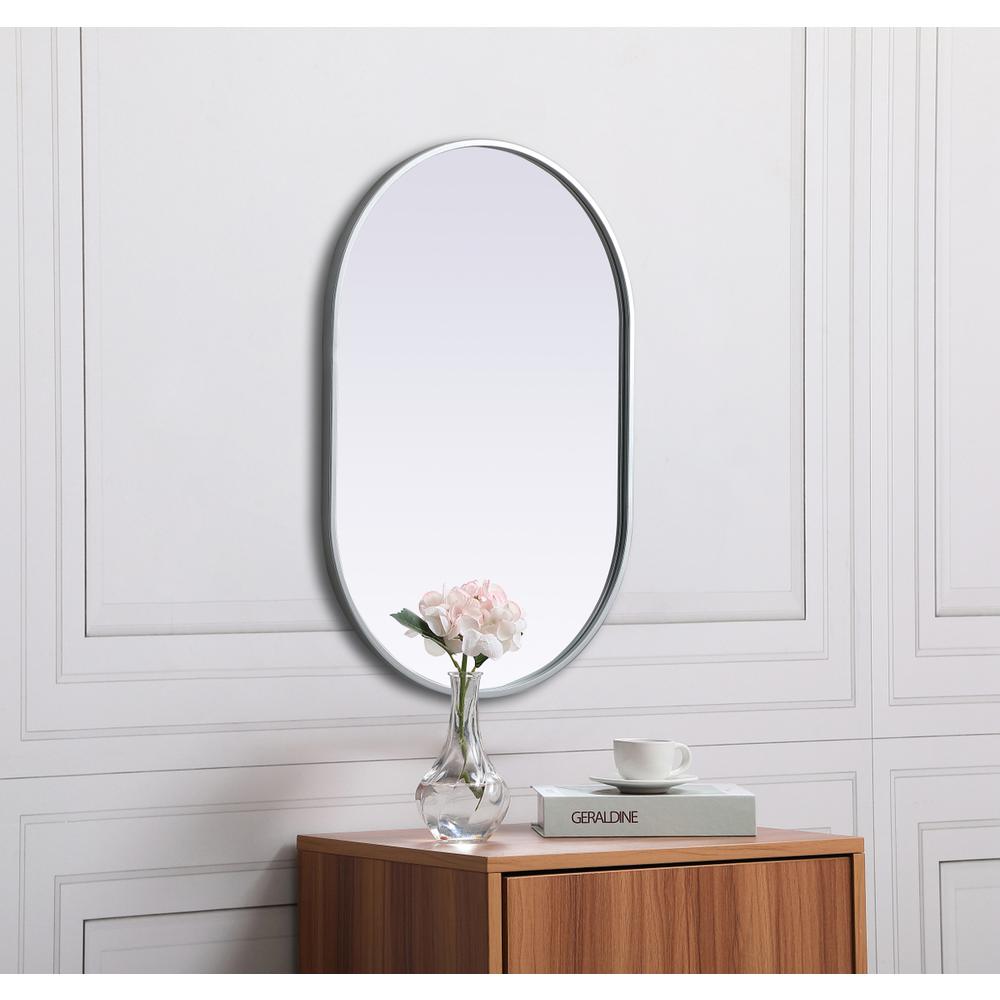 Alt View 4. Elegant Decor - Metal Frame Oval Mirror 20x30 Inch in Silver - Silver.