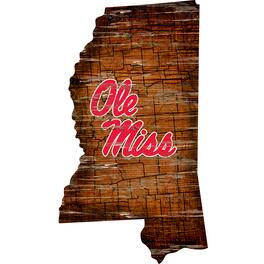 Fan Creations - Ole Miss Rebels 23.5" x 23.5" Distressed State with Logo Sign - Multicolor