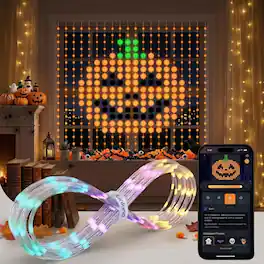 Linkind - Smart Curtain Lights, 400 LEDs, Color Changing, WiFi App Control, AI GIF Patterns, Alexa & Google Home, Halloween - Multicolor