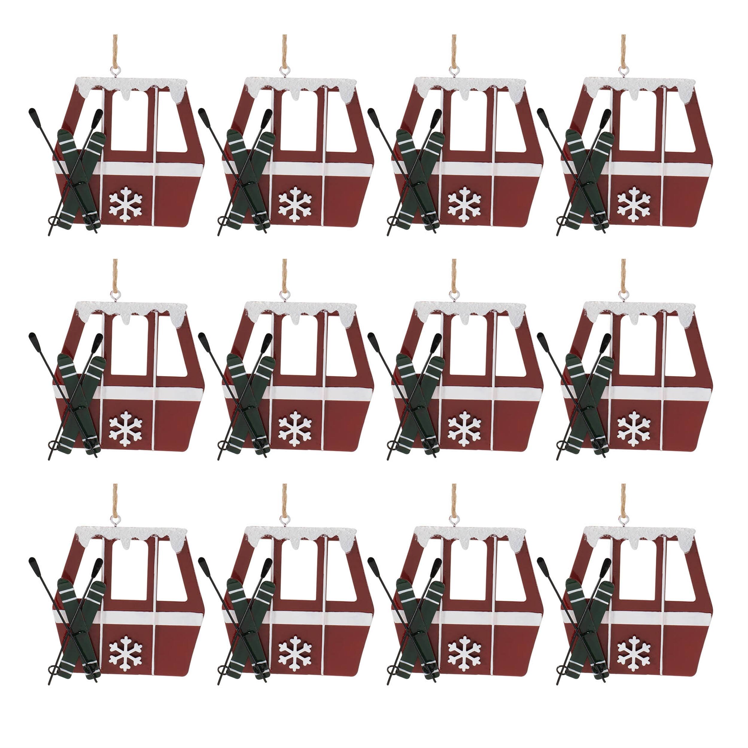 Alt View 2. BreeBe - Metal Gondola Ornament (Set of 12) - Red, White.