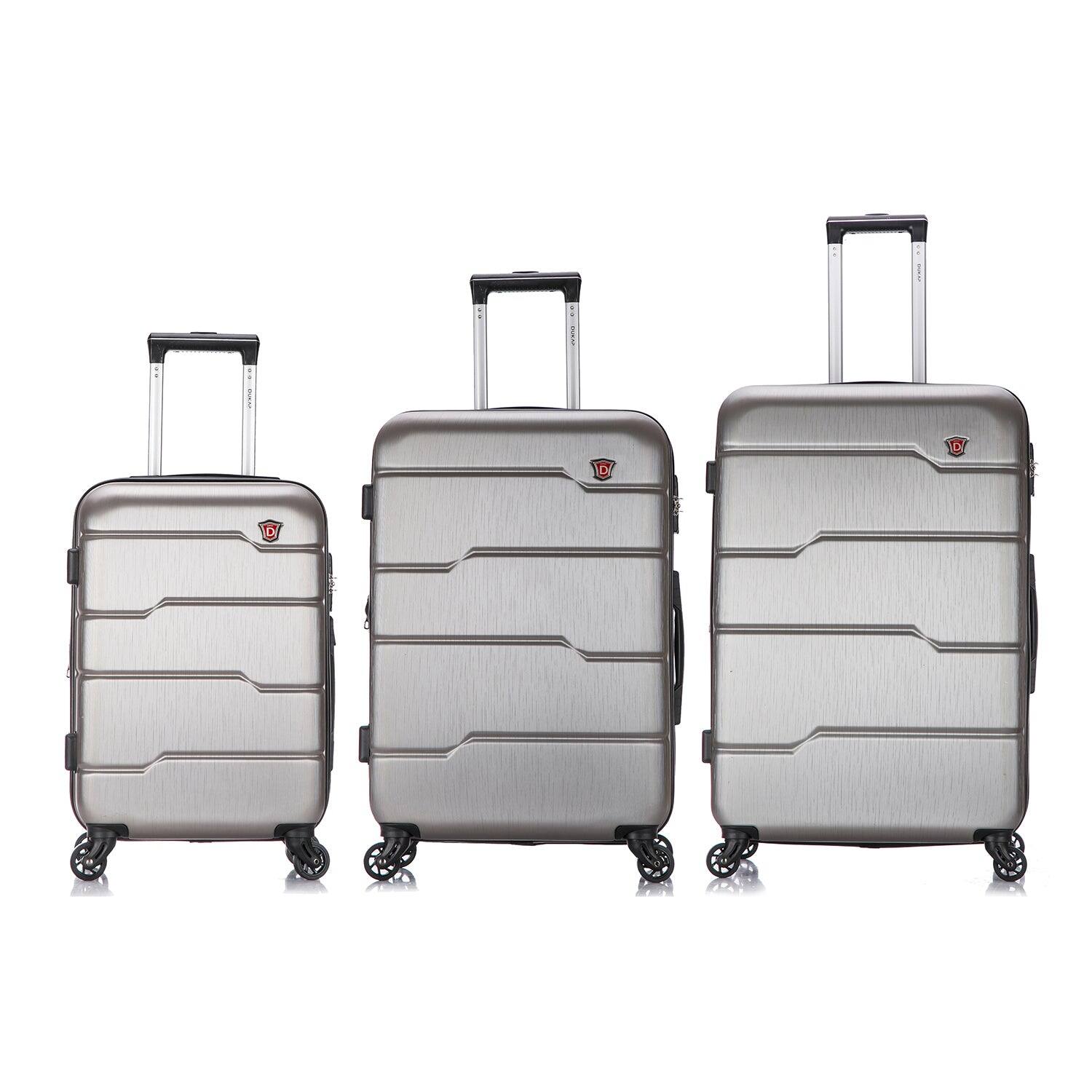 Angle. DUKAP - Rodez Lightweight Hardside 3 Piece Luggage Set 20"/24"/28" - SILVER.