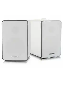Microlab - H21 Wireless Bookshelf Speaker System w/ Versatile Connectivity & Real Wooden & Leather Finishing Cabinets - White