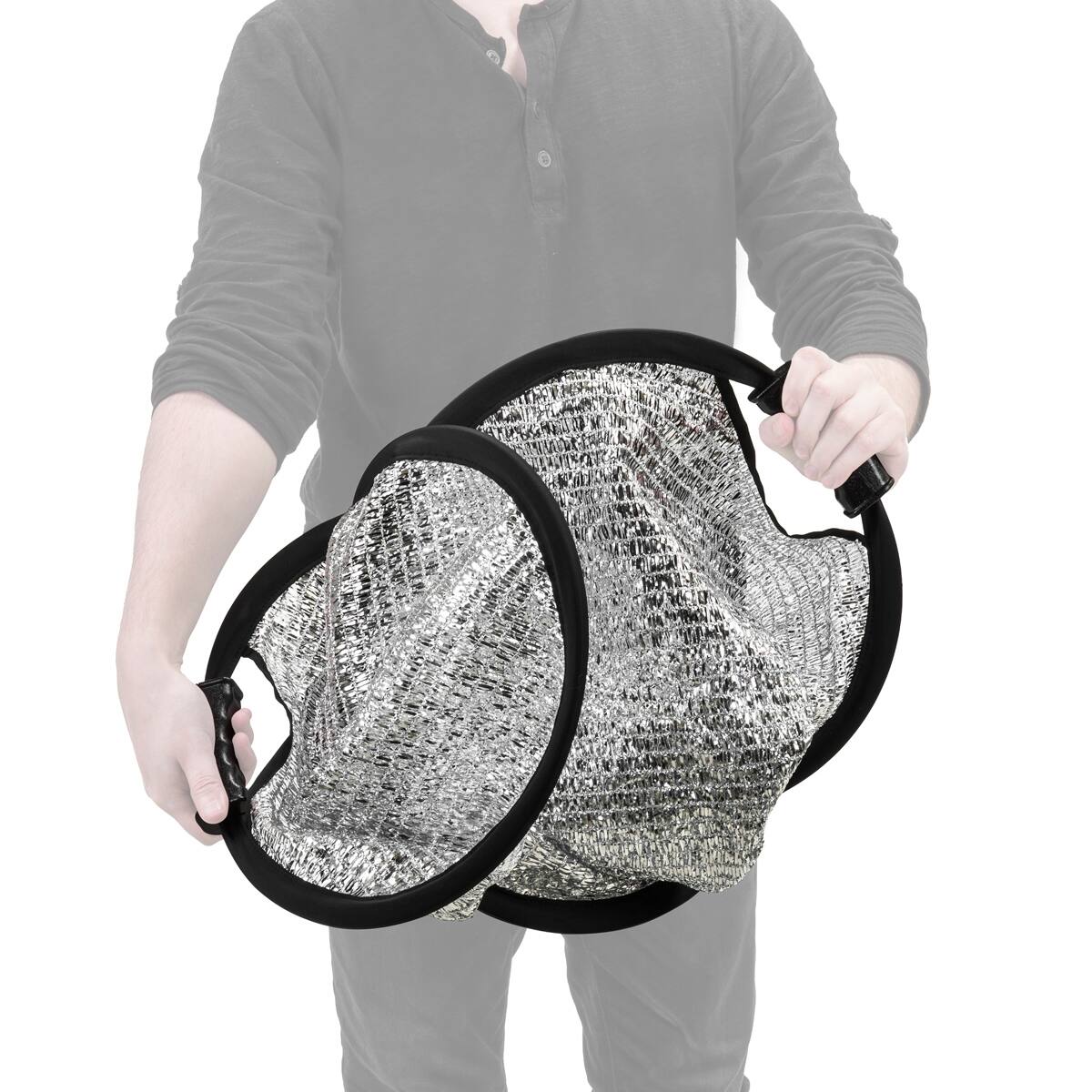 Alt View 5. Glow - Glow Collapsible Circular Wind Proof Reflector with Handles (52").