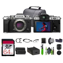 Fujifilm - X-T5 Mirrorless Camera Silver + 64GB Memory Card + Tripod + Bag + More