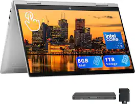 HP - Envy x360 2-in-1 14" Touch Laptop,Intel 5 120U,8GB RAM,512GB SSD+512GB Docking Station Set,Fingerprint,Win 11 - Silver