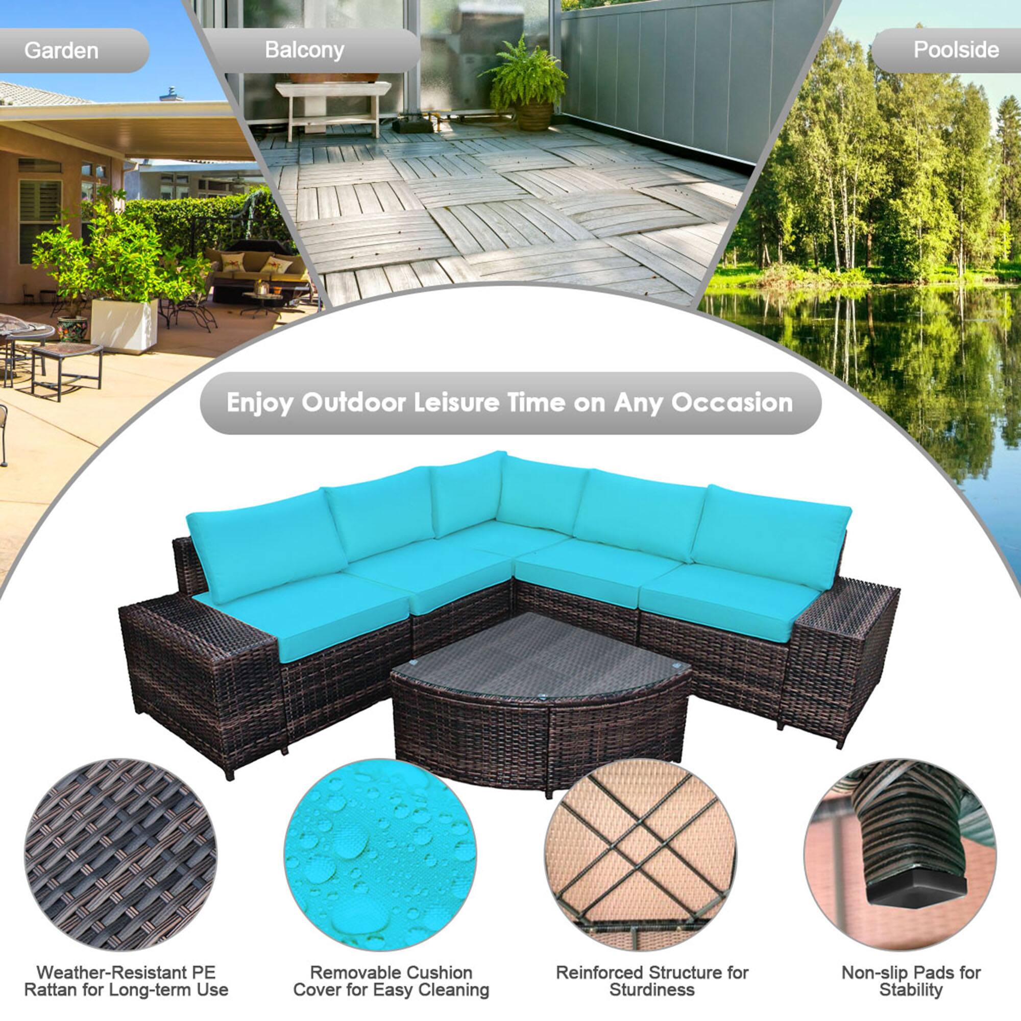 Enjoy Outdoor Leisure Time on Any Occasion

- Garden
- Balcony
- Poolside

Weather-Resistant PE Rattan for Long-term Use
Removable Cushion Cover for Easy Cleaning
Reinforced Structure for Sturdiness
Non-slip Pads for Stability