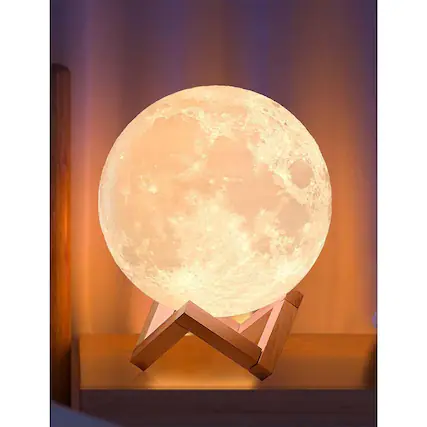 Front. MOSZAR LLC - 6" 128-Color Moon Lamp, LED Touch & Remote Night Light Gift.