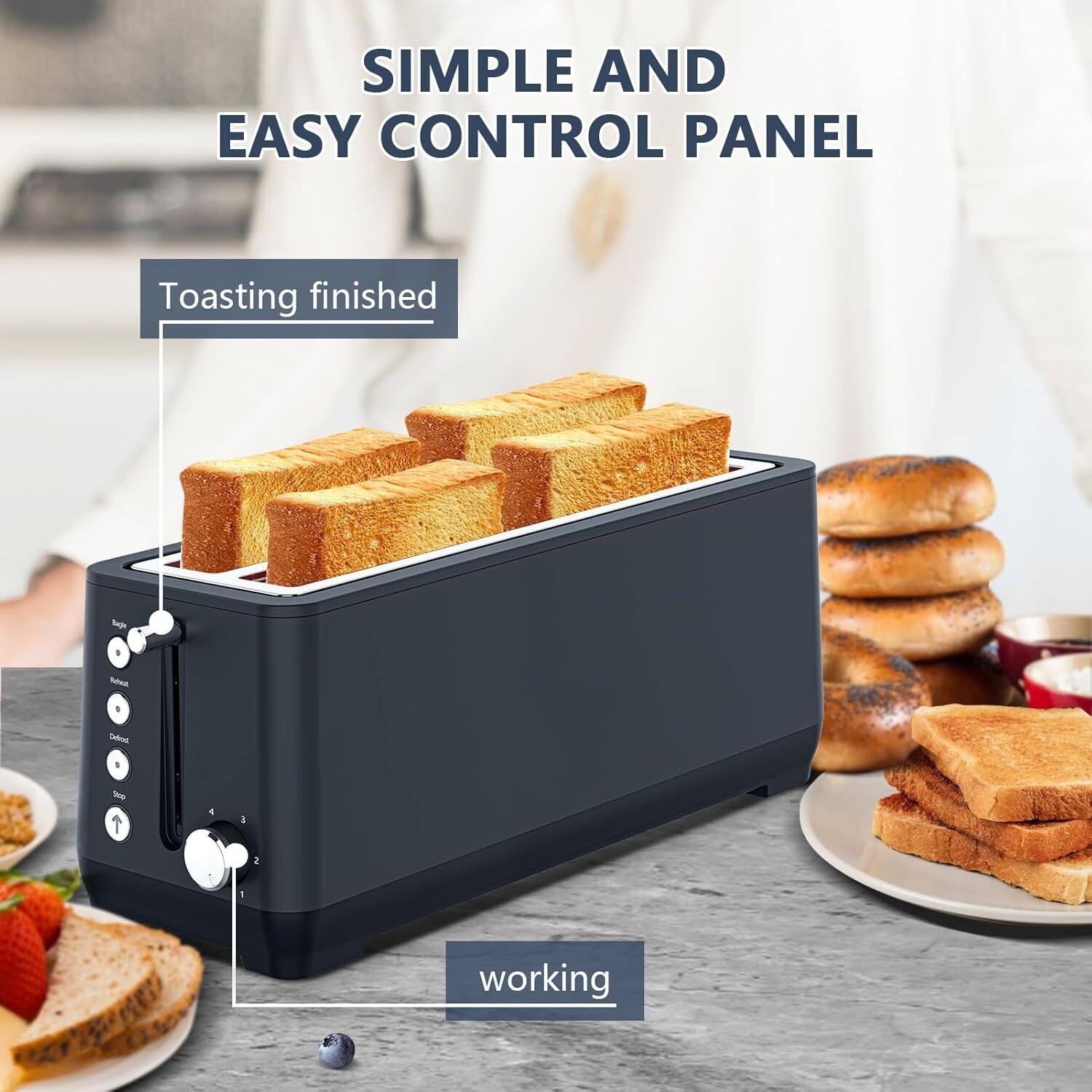 SIMPLE AND EASY CONTROL PANEL

Toasting finished

working