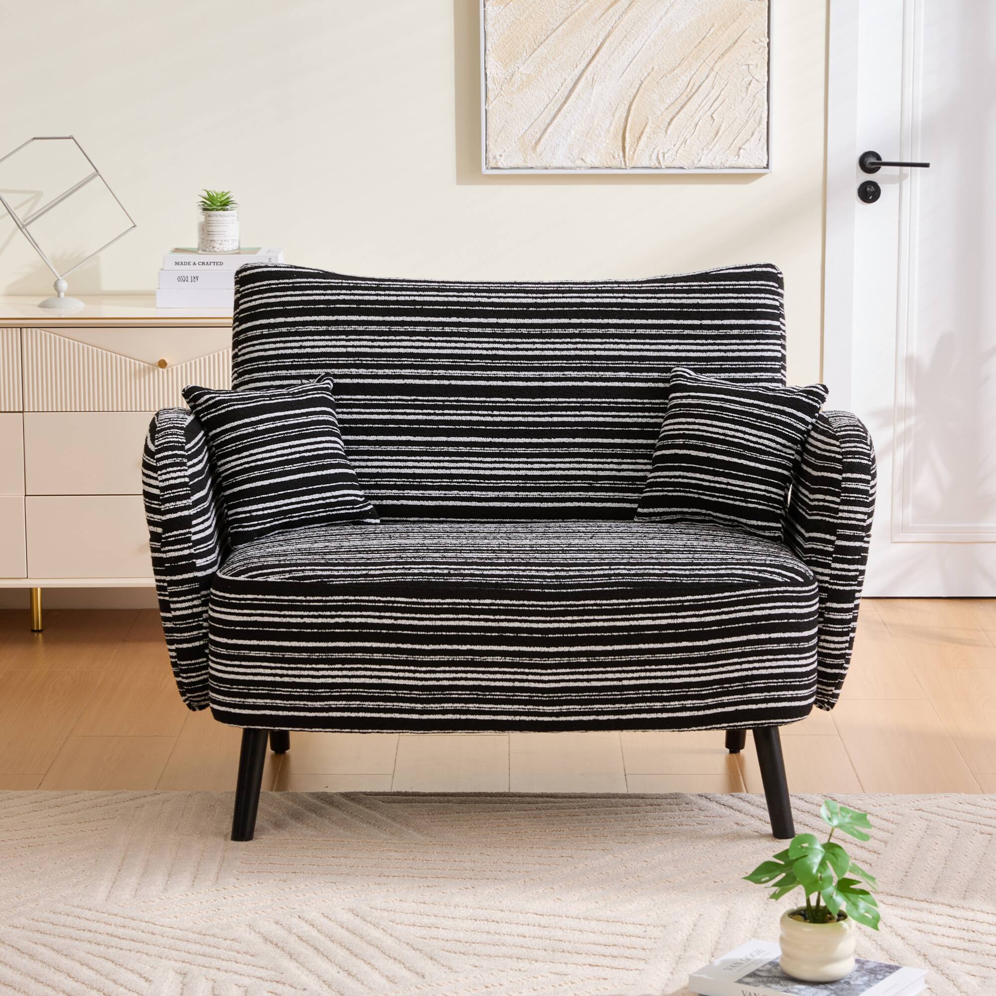Alt View 5. GOODSILO - Modern Two-Seater Sofa with Ultra-Comfortable Armrests and Storage Pockets for Small Spaces - Black.