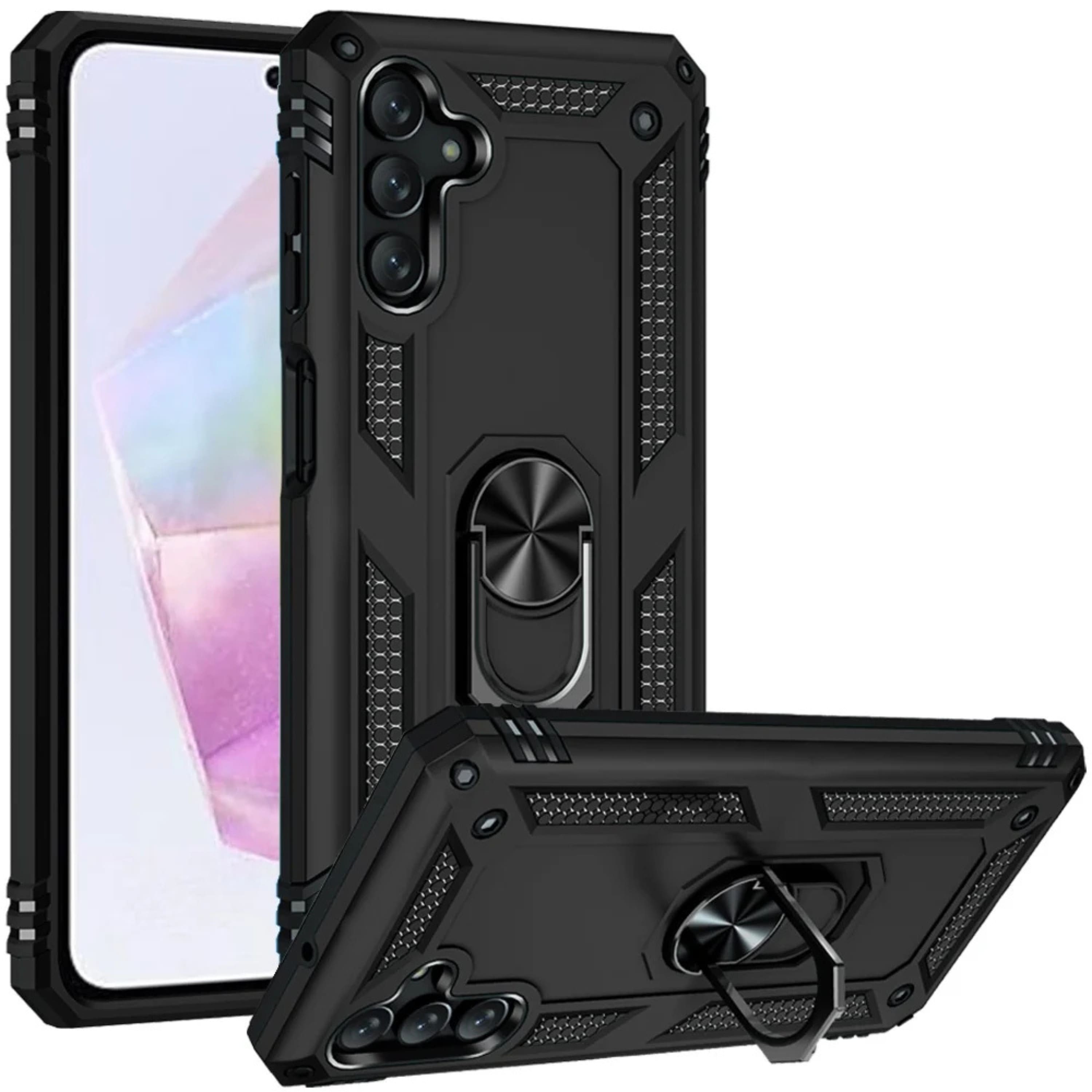 Kitcheniva - Ring Holder Magnetic Kickstand Hybrid Case With Tempered Glass For Samsung A36 A56 - Black price history on PriceWatchPro