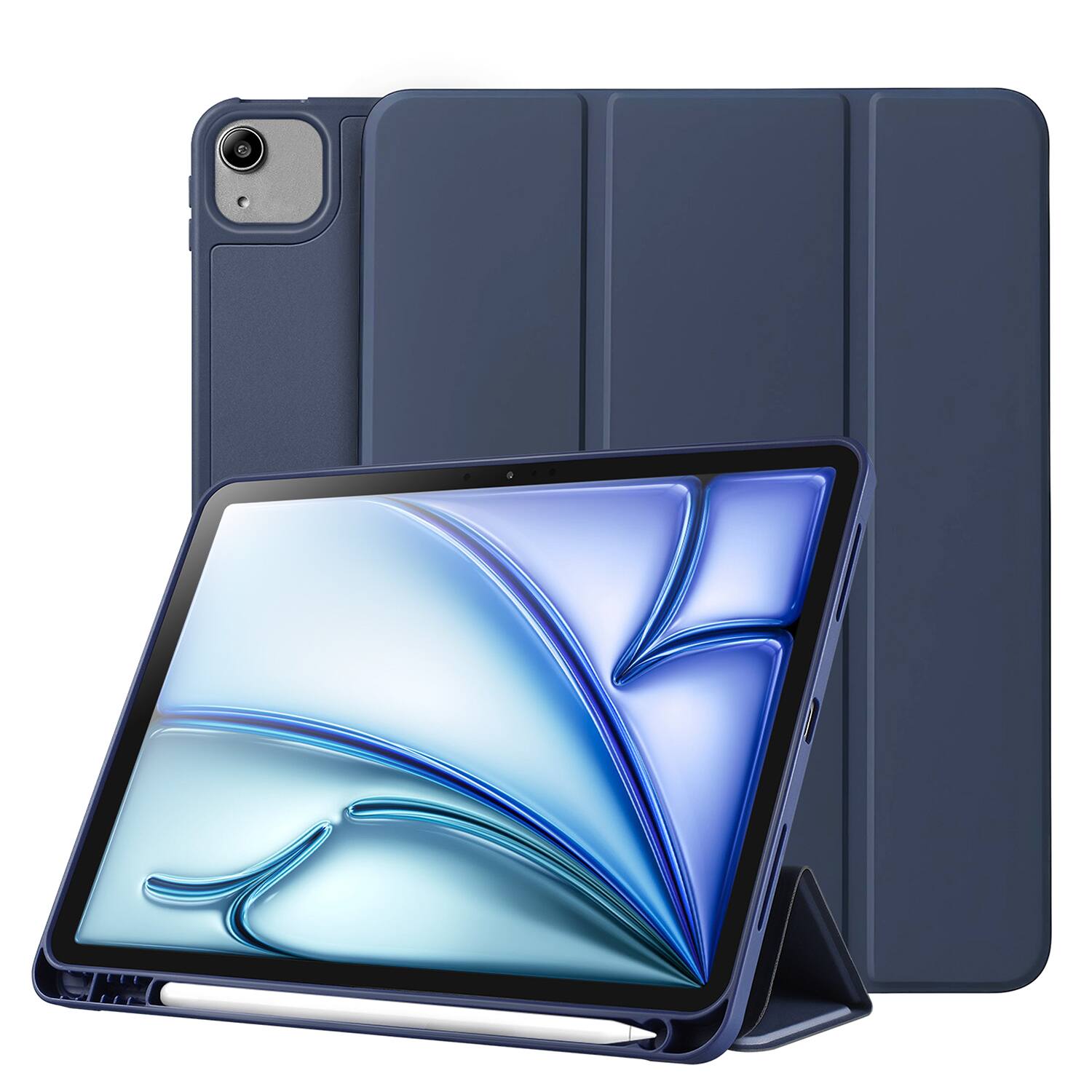 Front. Vena - For Apple iPad Air 13 Inch Case, iPad Air M3 13 Inch Case, Trifold Stand, iPad Pro 12.9" Case (2022/2021/2020/2018) Blue - Blue.