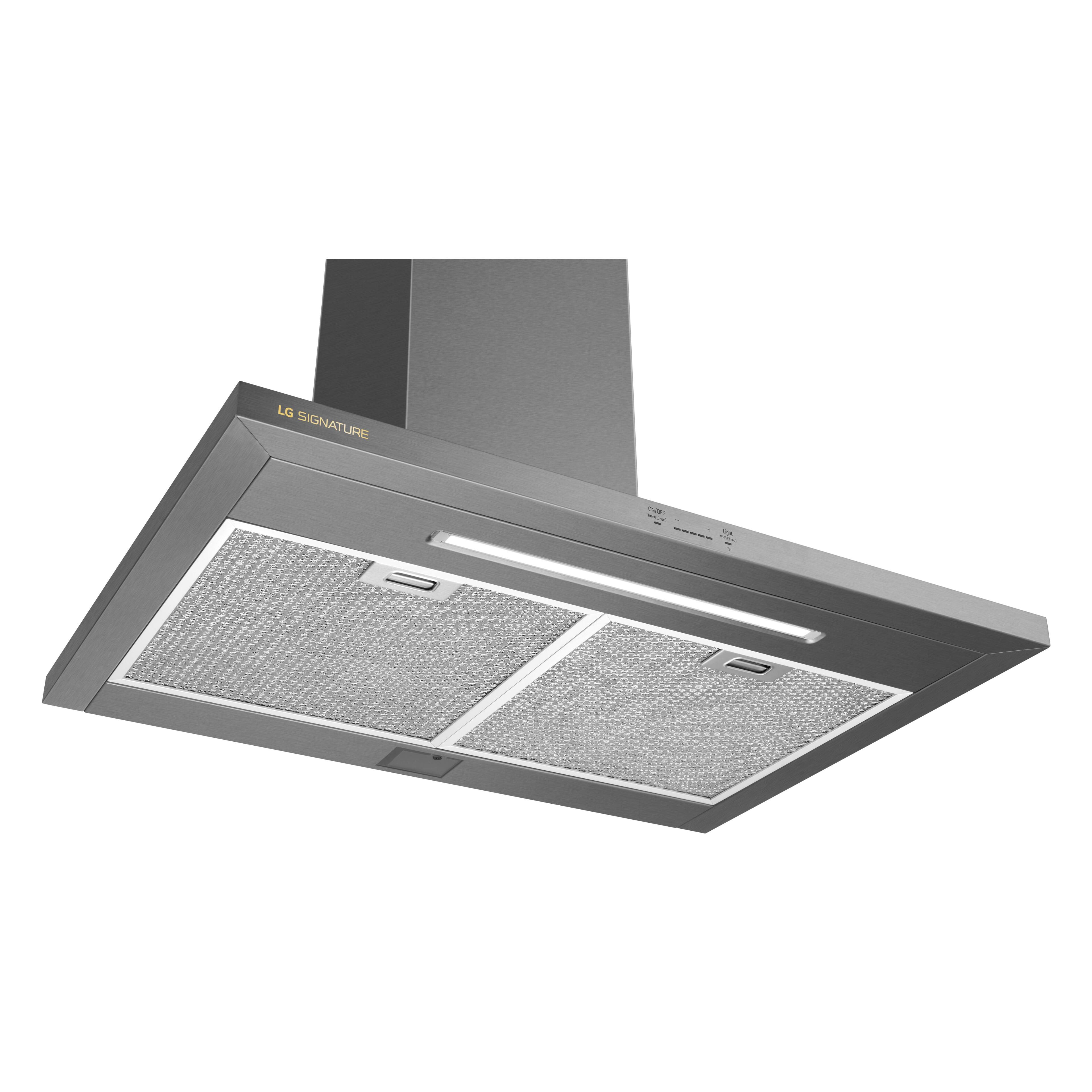 Alt View 7. LG - SIGNATURE 36-in Externally Vented Wall Mount Smart Range Hood - Stainless Steel.