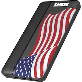 Bytech - 10KmAh 2 USB Power Bank - USA Flag - Black/Red/White/Blue