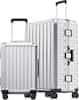 Front. LUGGEX - LUGGEX 2 Piece Sets 20" Carry on Luggage and 28" Checked Luggage, Aluminum Frame Zipperless PC Suitcase 8010S - ZX-Core - Silver.