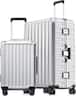 LUGGEX - 2 Piece Sets 20" Carry on Luggage and 28" Checked Luggage, Aluminum Frame Zipperless PC Suitcase 8010S - ZX-Core - Silver