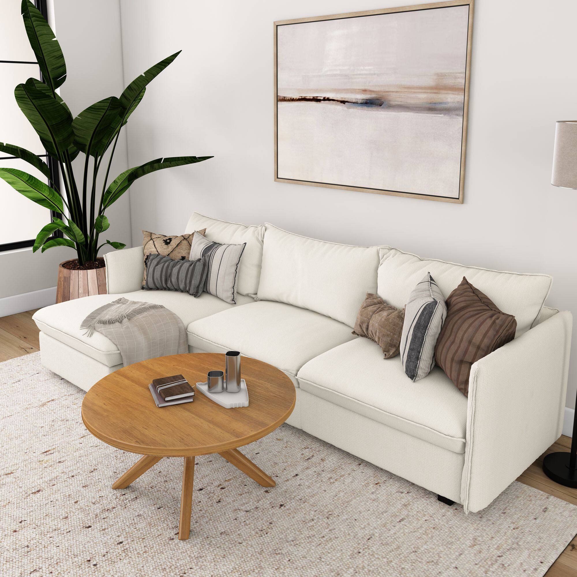 Alt View 4. Plank+Beam - Verso Round Coffee Table (36in x 36in / 910mm x 910mm), Pecan - Pecan.
