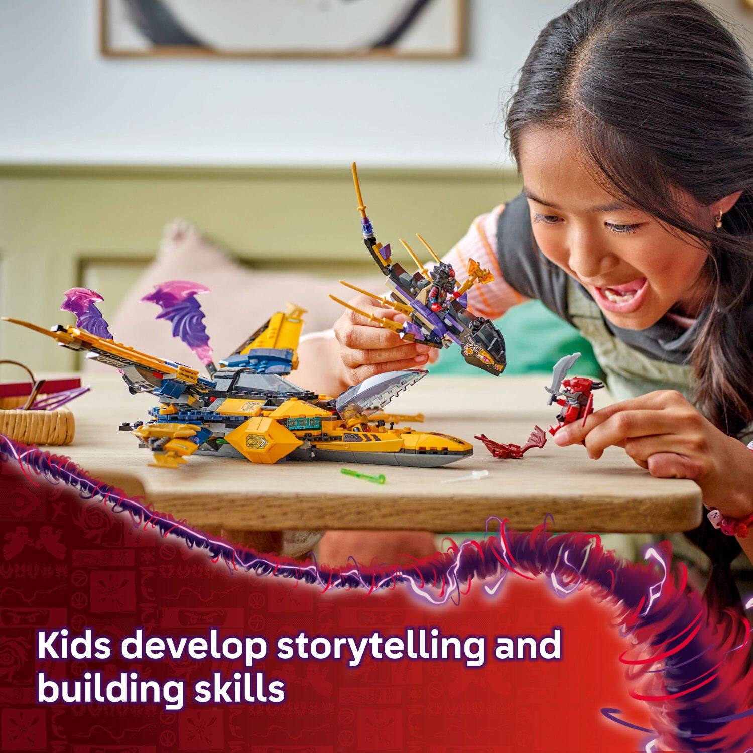 Kids develop storytelling and building skills.