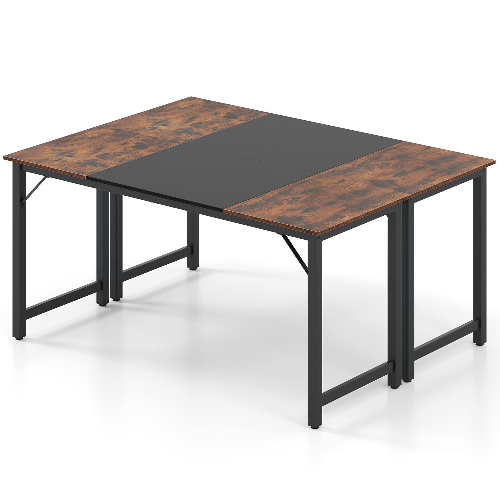 Alt View 7. Gymax - Gymax 2 PCS 63'' Computer Desk Modern Industrial Office Desk w/ Metal Frame & Large Executive Desk - Rustic Brown, Black.