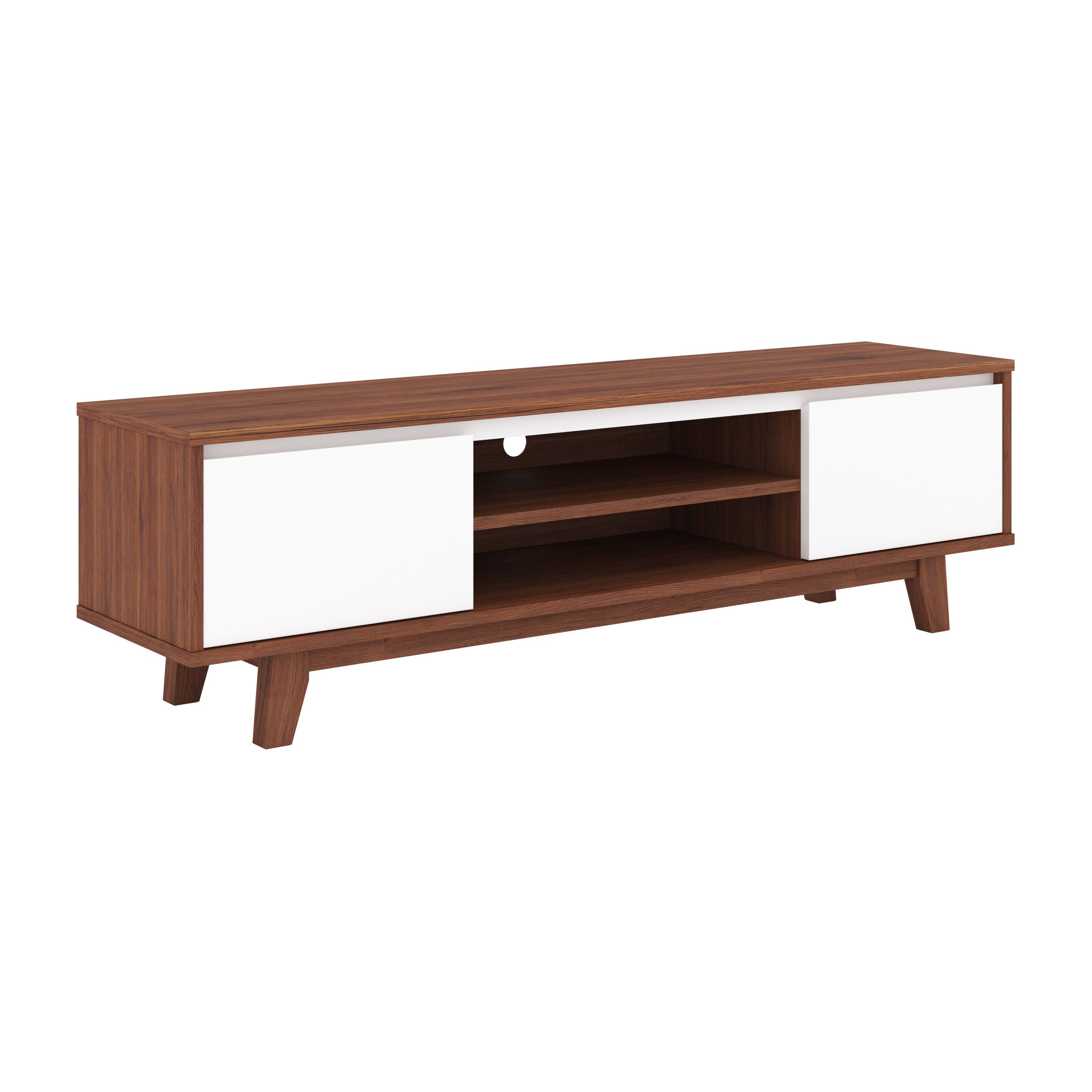 Angle. CorLiving - Fort Worth TV Stand with Cabinets for Most TVs up to 68" - Dark Brown.