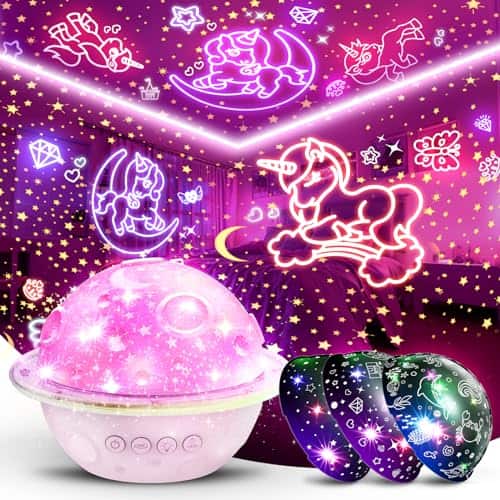 The Best Inks - Dinosaur Toys For 3-12: & Universe Star Night Lights Projector Gifts 3 4 5 6 7 8 9 10 11 12 Year Old 360°rotating - Pink