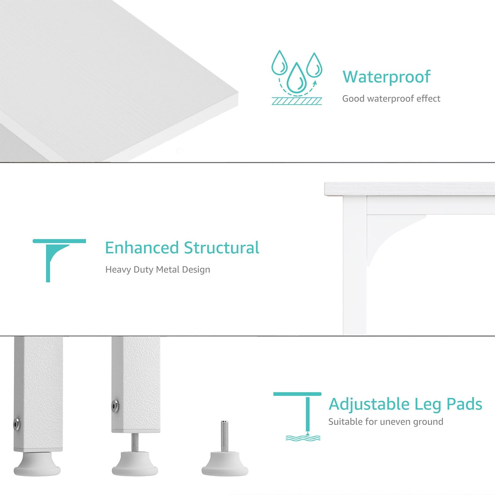 - Waterproof: Good waterproof effect
- Enhanced Structural: Heavy Duty Metal Design
- Adjustable Leg Pads: Suitable for uneven ground