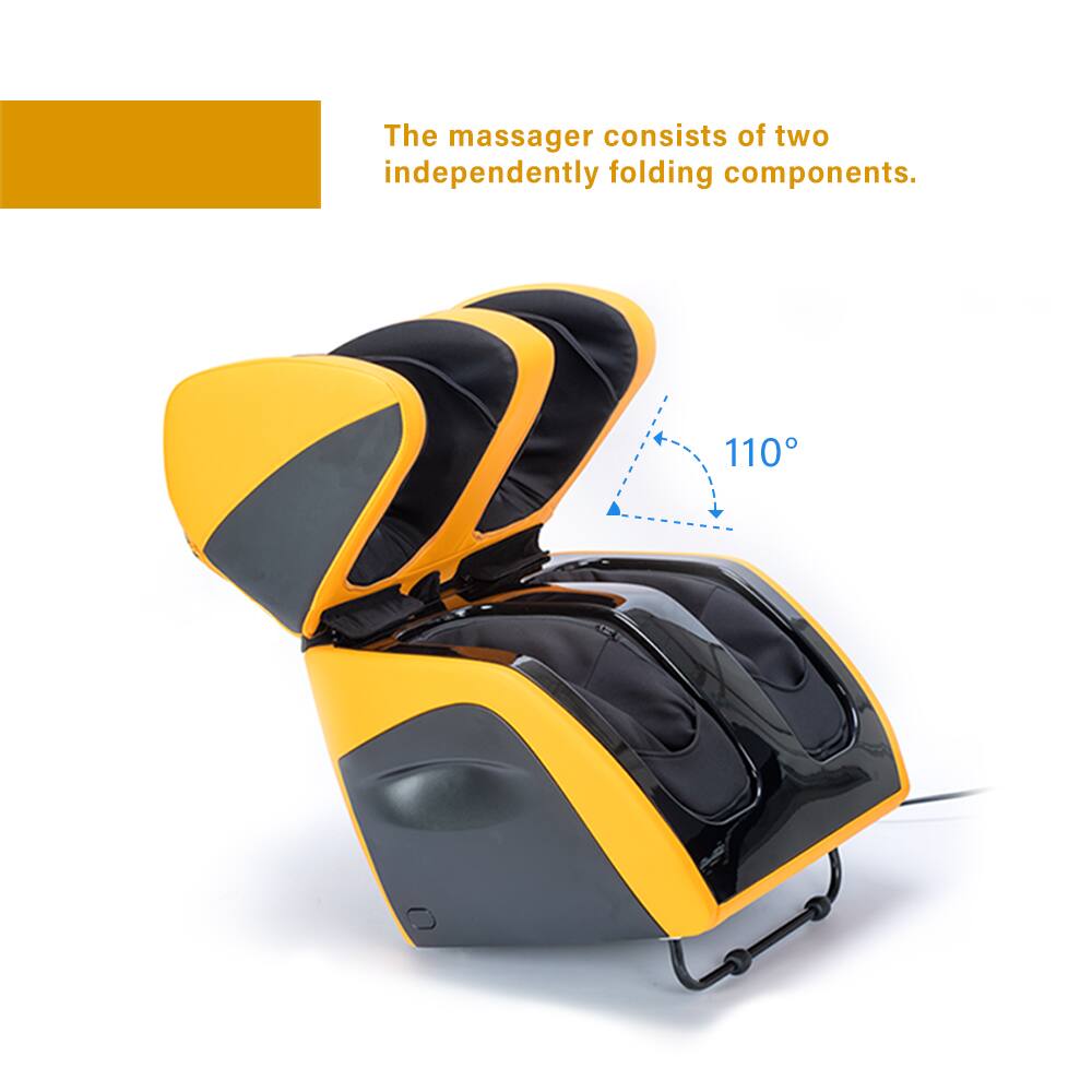 The massager consists of two independently folding components. 110°