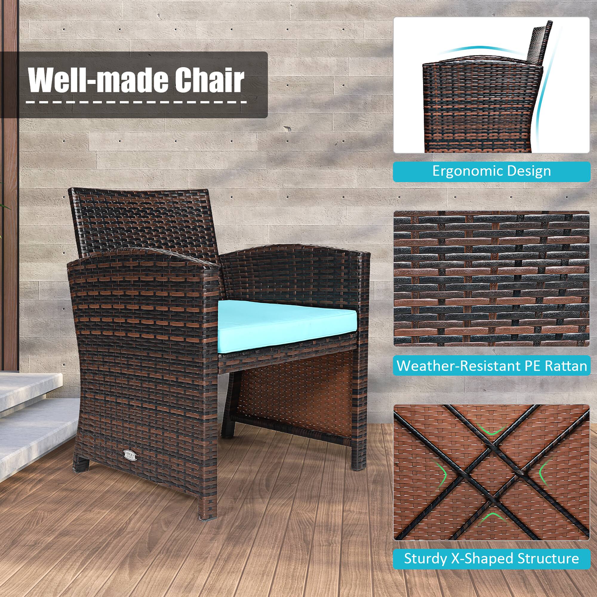 Well-made Chair Ergonomic Design Weather-Resistant PE Rattan Sturdy X-Shaped Structure