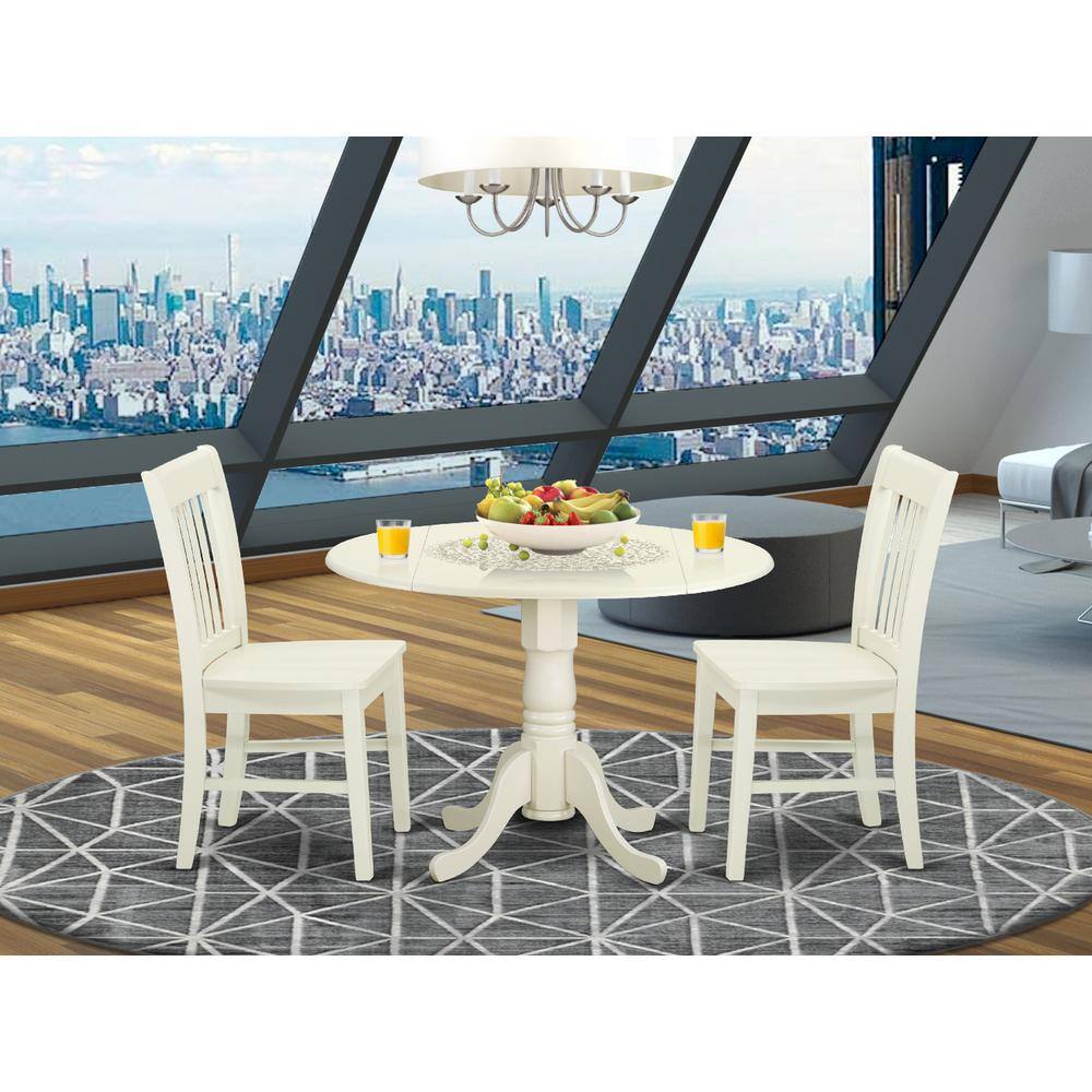 Left. East West Furniture - Dining Room Set Linen White - Brown.