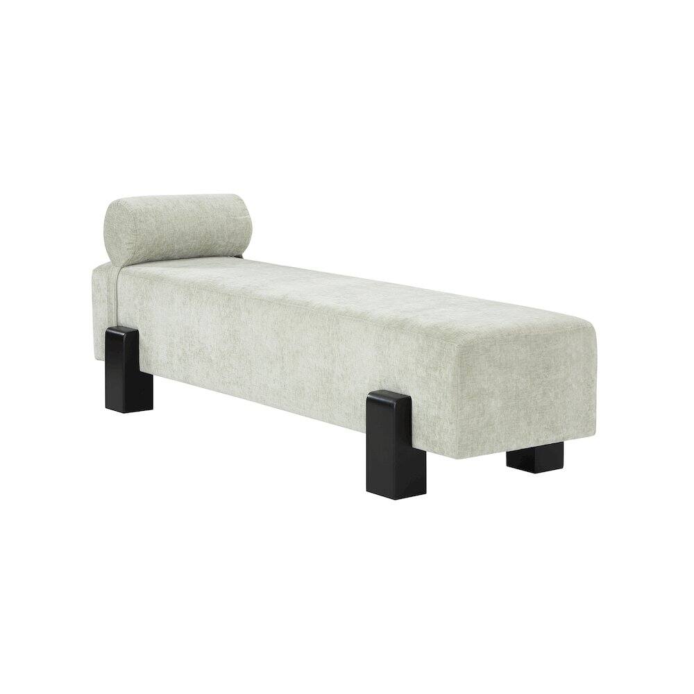 Alt View 2. Meridian Furniture - Edison Mint Green Chenille Fabric Bench - Blue.