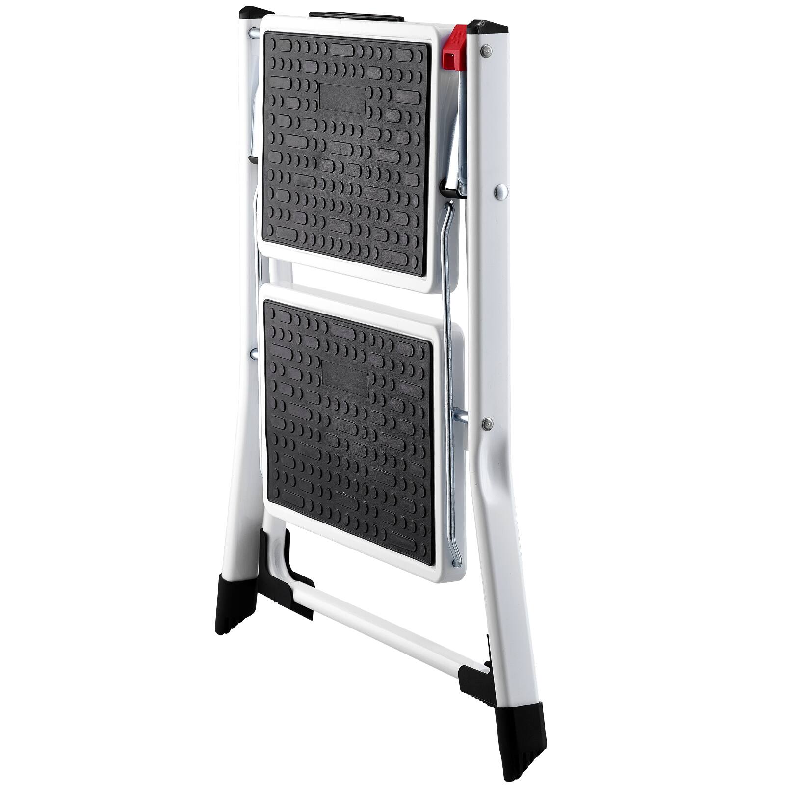 Alt View 5. VEVOR - Step Ladder 2-Step 330lbs Capacity, Ergonomic Folding Steel Step Stool with Wide Anti-Slip Pedal - White,Black.