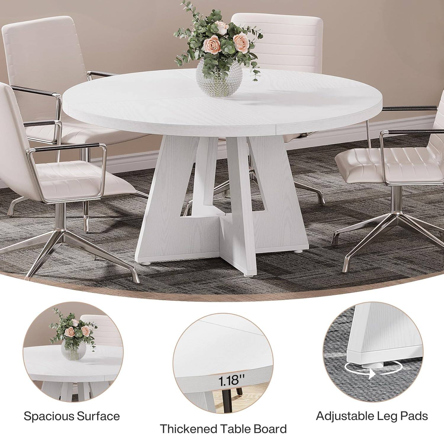 1.18"  
Spacious Surface  
Thickened Table Board  
Adjustable Leg Pads