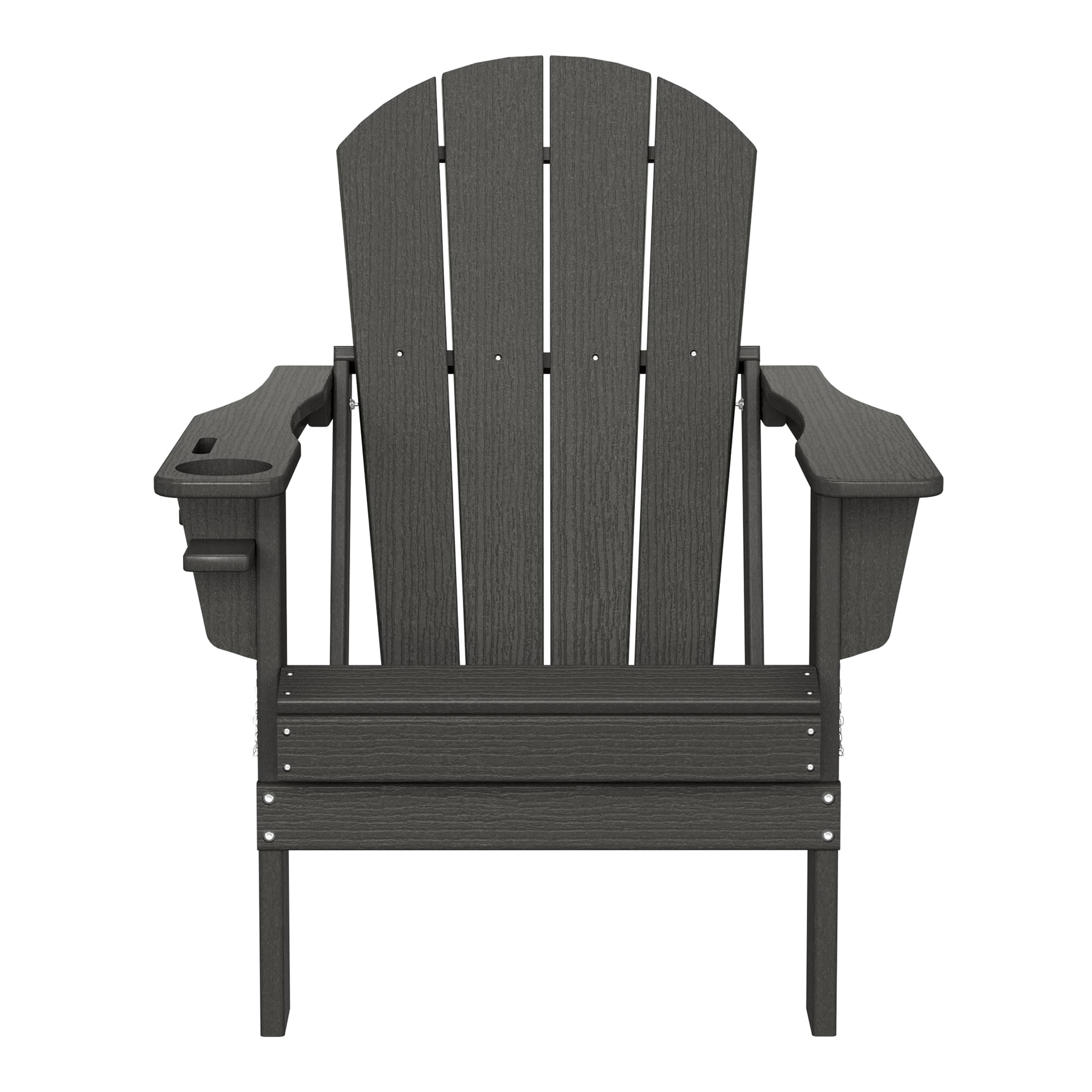 WestinTrends - Nantucket Outdoor Patio HDPE Resin Adirondack Chair With Cup Holder and Phone Holder - Gray