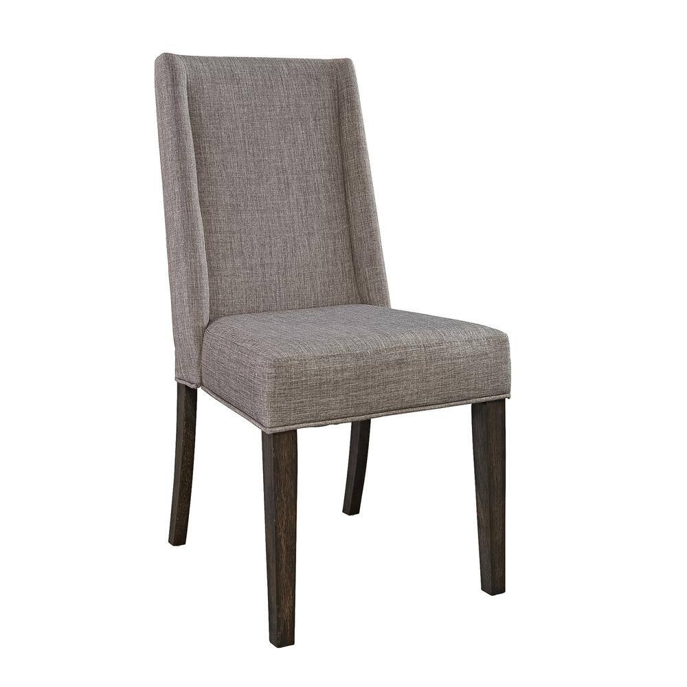 Angle. Liberty Furniture Industries - Double Bridge Upholstered Side Chair (RTA)-Set of 2 in Dark Chestnut - Brown.