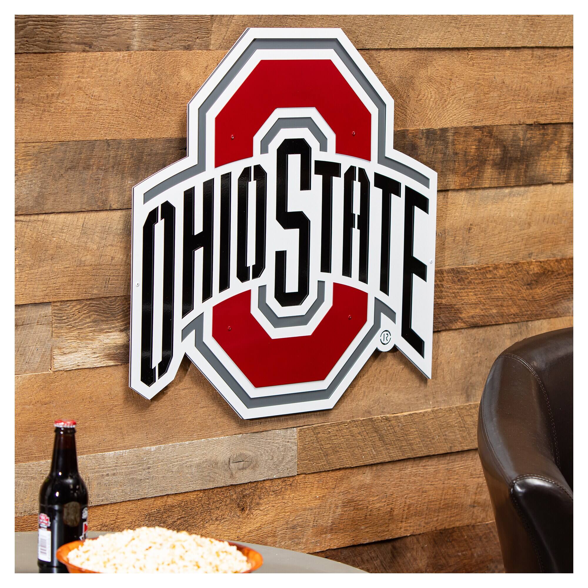 Alt View 1. Evergreen Enterprises - Ohio State Buckeyes 23" Layered Metal Wall Art Sign - Multicolor.