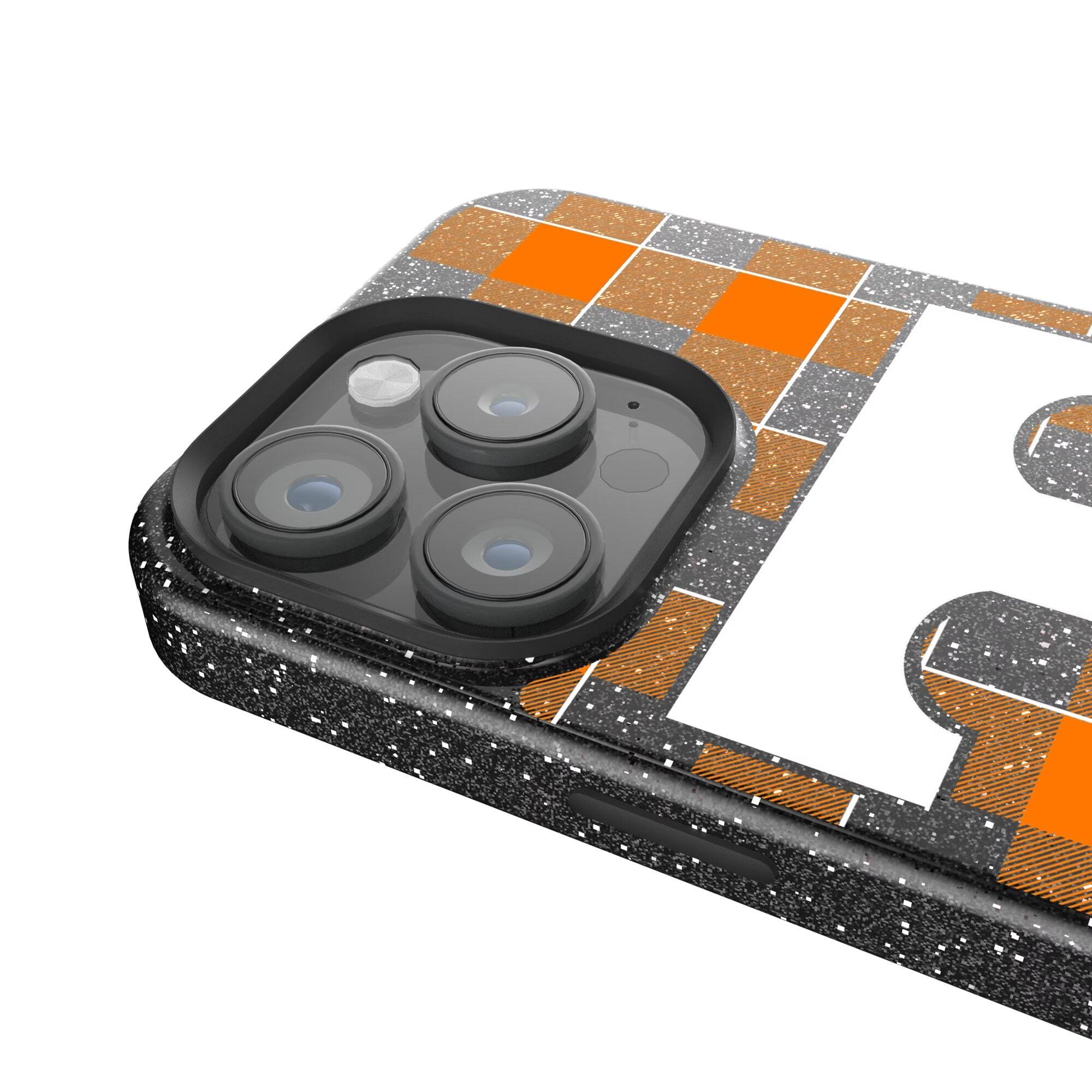 Alt View 2. Keyscaper - Tennessee Volunteers Plaid Bling iPhone Case - 15 - Black.