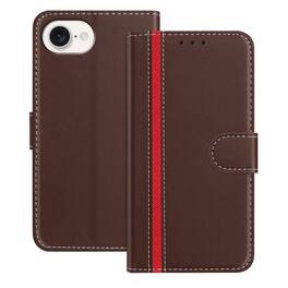 Dteck - Slim Card Holder Case for Apple iPhone 17e / 16e,PU Leather Magnetic Closure Shockproof TPU Inner Flip Wallet Cover - Brown