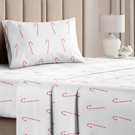 CGK Linens - 4 Piece Christmas Pattern Sheet Set - Soft, Wrinkle-Resistant Holiday Bedding - Twin - Candy Cane