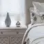 Alt View 12. Simple Designs - Drip Mini Table Lamp - Hammered Silver with White Shade.