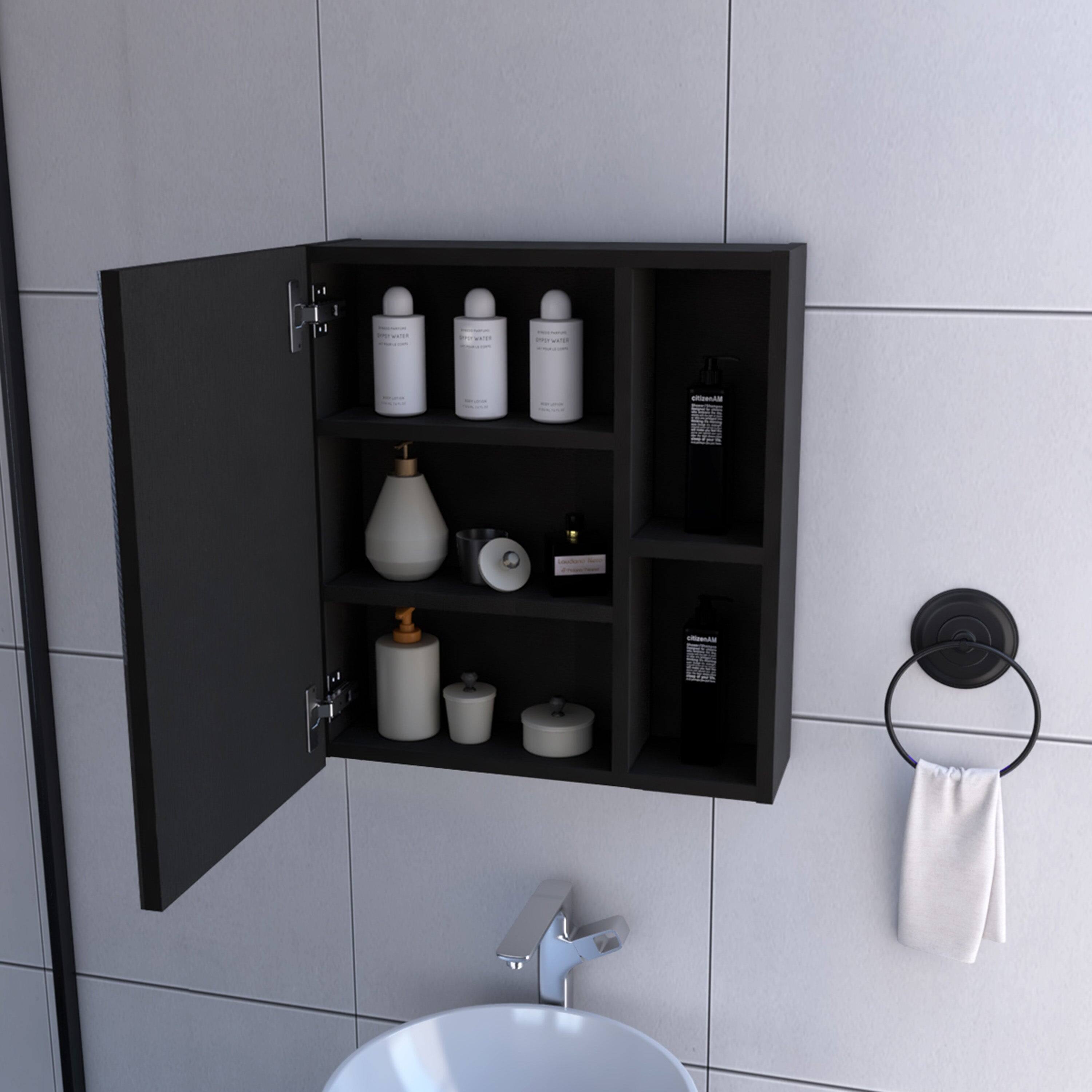 Back. Treevol Furniture - Clifton Medicine Cabinet,Bathroom,Black - Black.