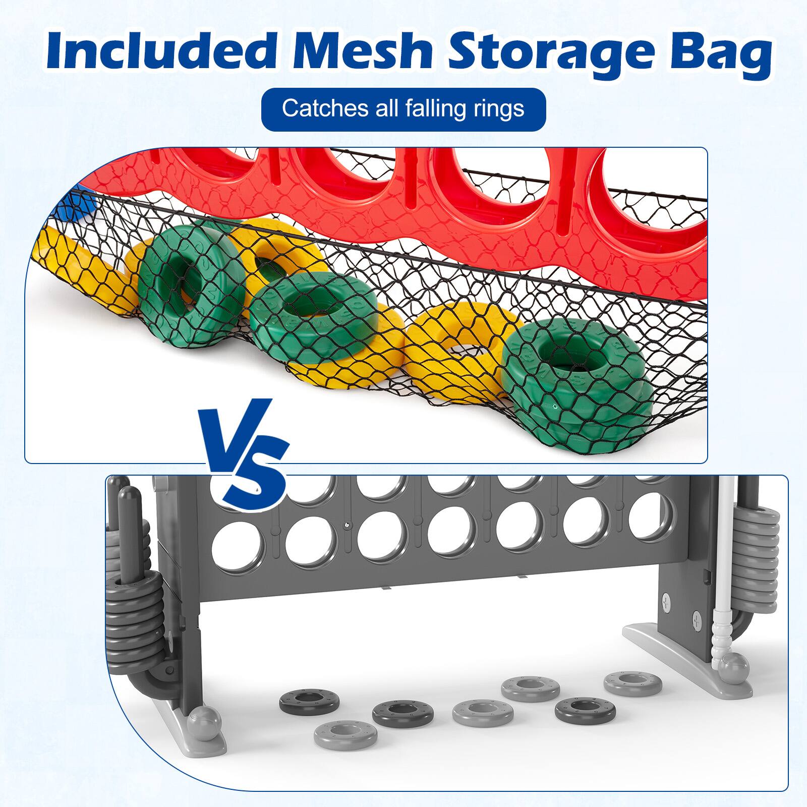 Included Mesh Storage Bag  
Catches all falling rings  

VS