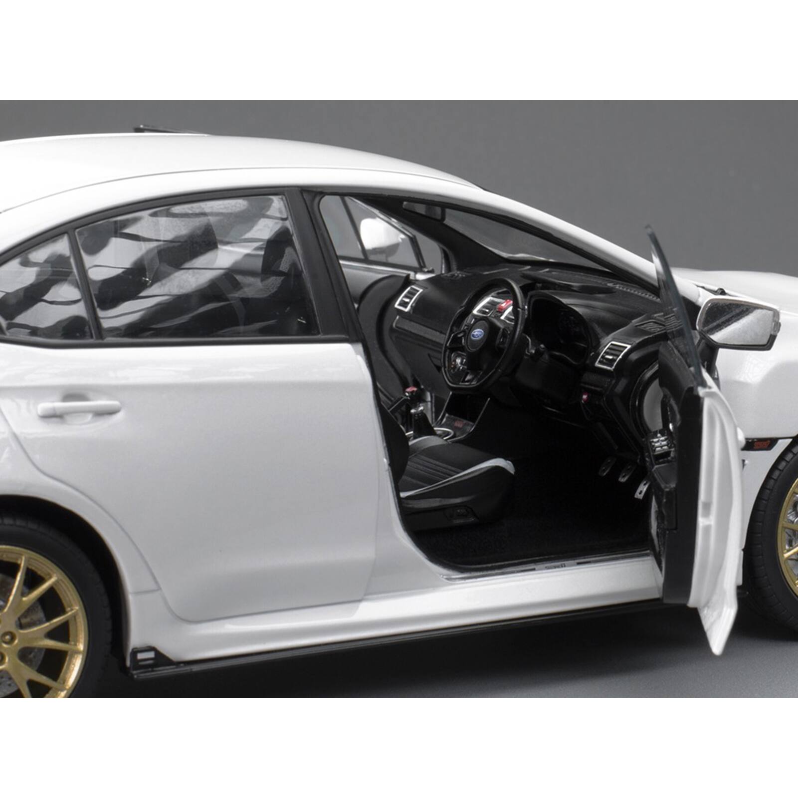 Alt View 3. Sun Star - Subaru WRX STI EJ20 Final Edition RHD Crystal White Met. w/Gold Wheels Asian Collectibles 1/18 Diecast Model by Sun Star.