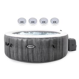 Intex - PureSpa Plus Greywood Inflatable Hot Tub Spa with Multi-Colored LED Lights - Gray