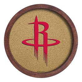 The Fan-Brand - Houston Rockets 20.25'' Round Faux Barrel Framed Cork Board - Multicolor