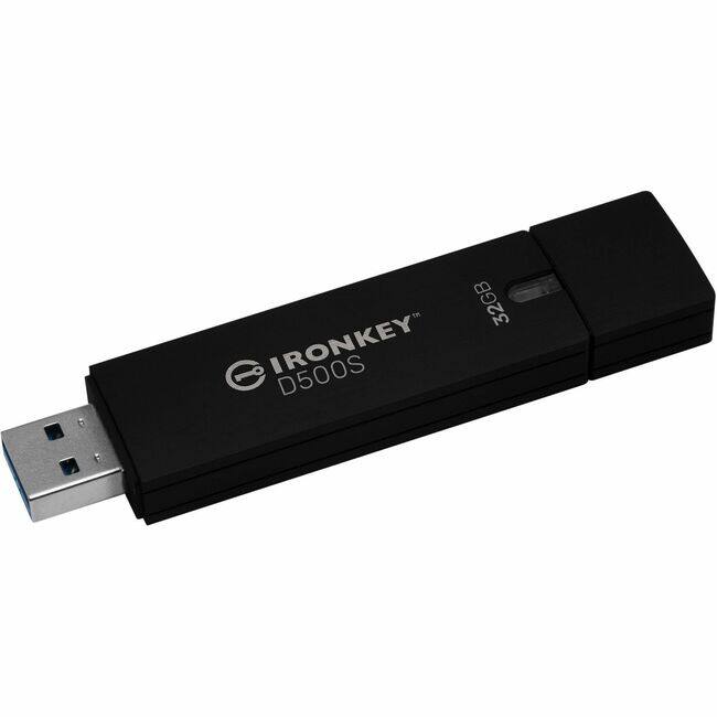 Kingston - IronKey D500S 32GB USB 3.2 (Gen 1) Type A Flash Drive - 32 GB - USB 3.2 (Gen 1) Type A - 260 MB/s Read Speed - 190 MB/s - Unknown
