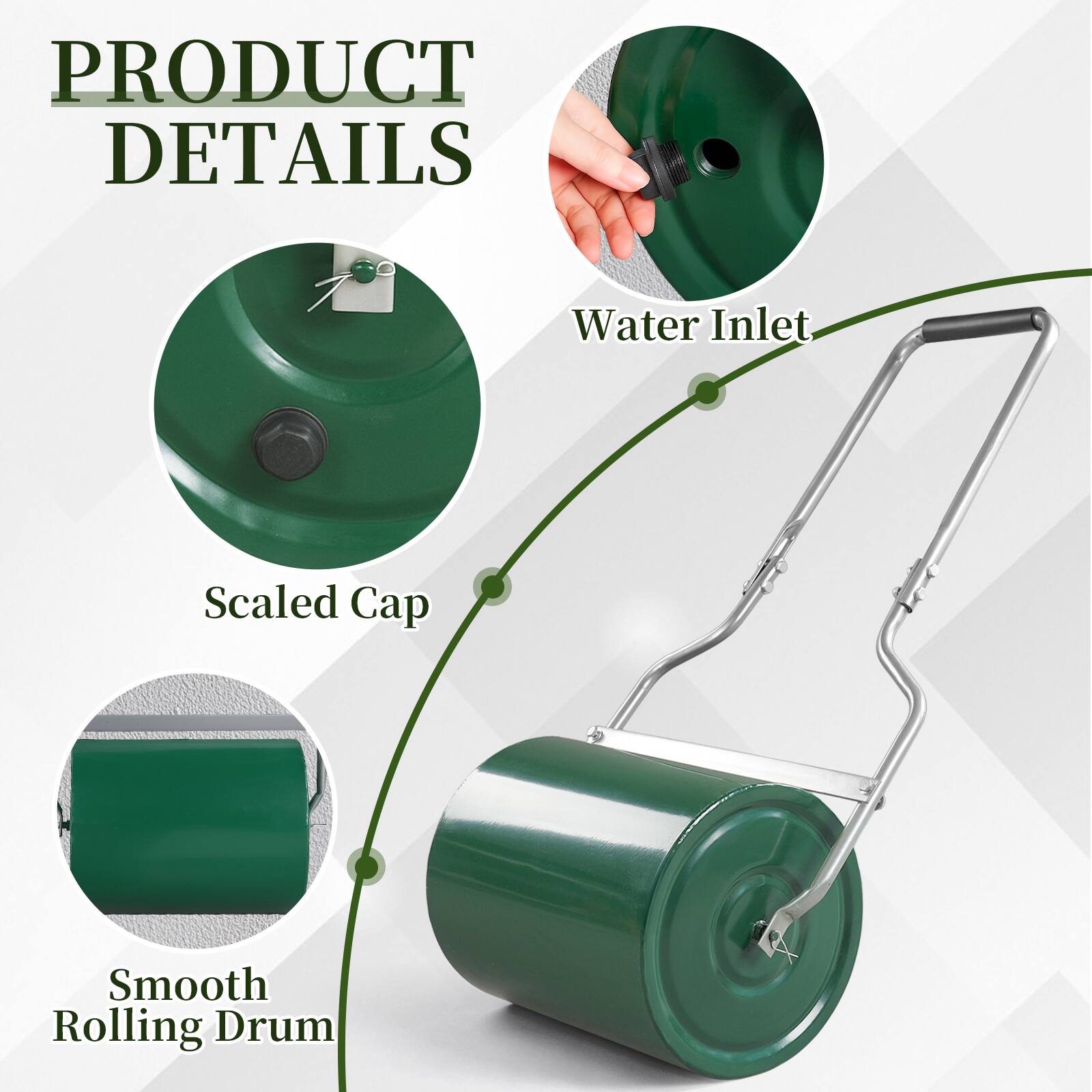 PRODUCT DETAILS

- Water Inlet
- Scaled Cap
- Smooth Rolling Drum