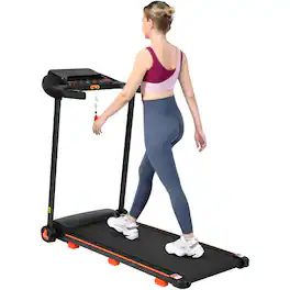 Chery Life - 2.5HP Quiet Folding Treadmill with Heart Rate Sensor USB Charge Station - Black