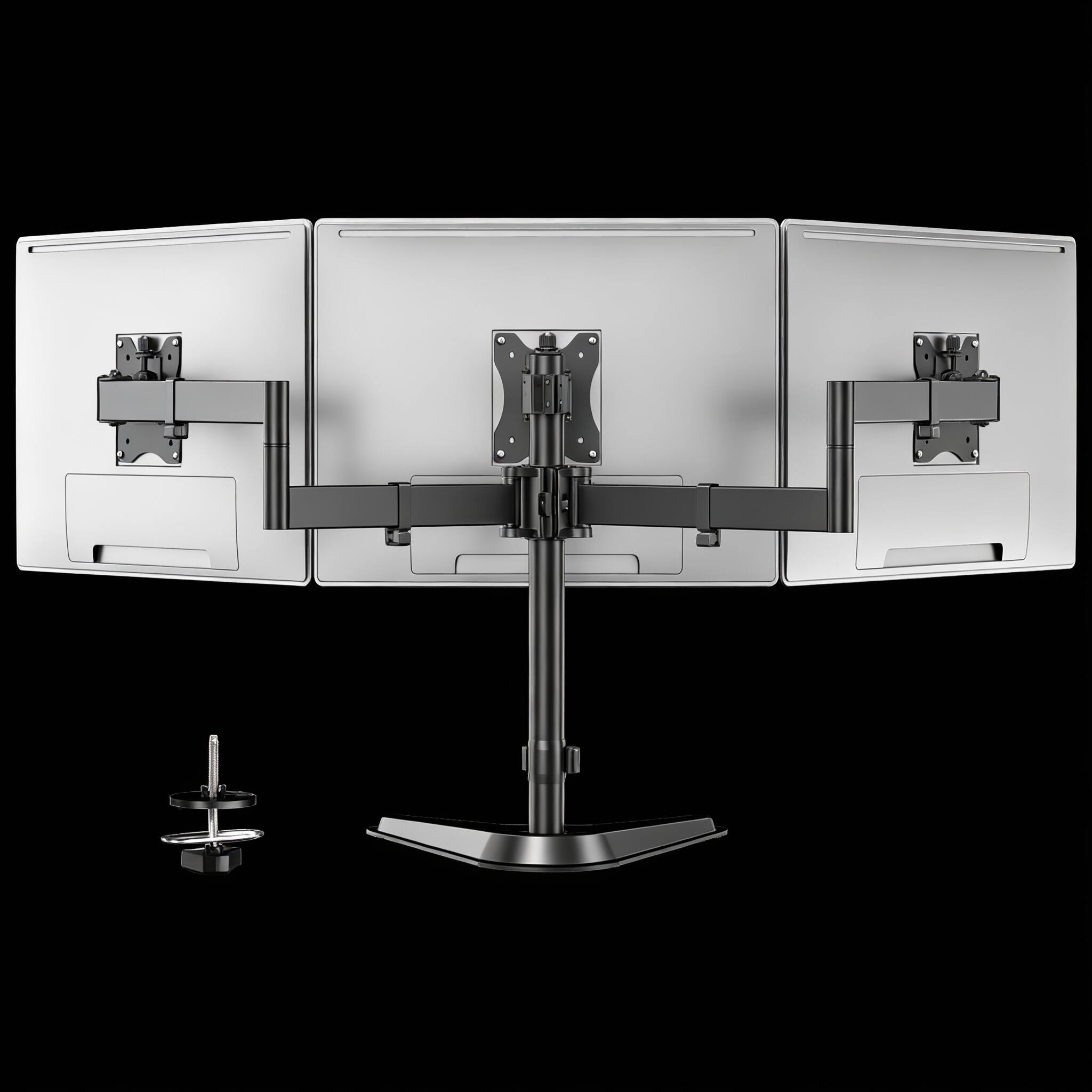 Front. Frangdom - Triple Monitor Stand 27" 22lb/Arm Free-Base Cable Management Black - BLACK.