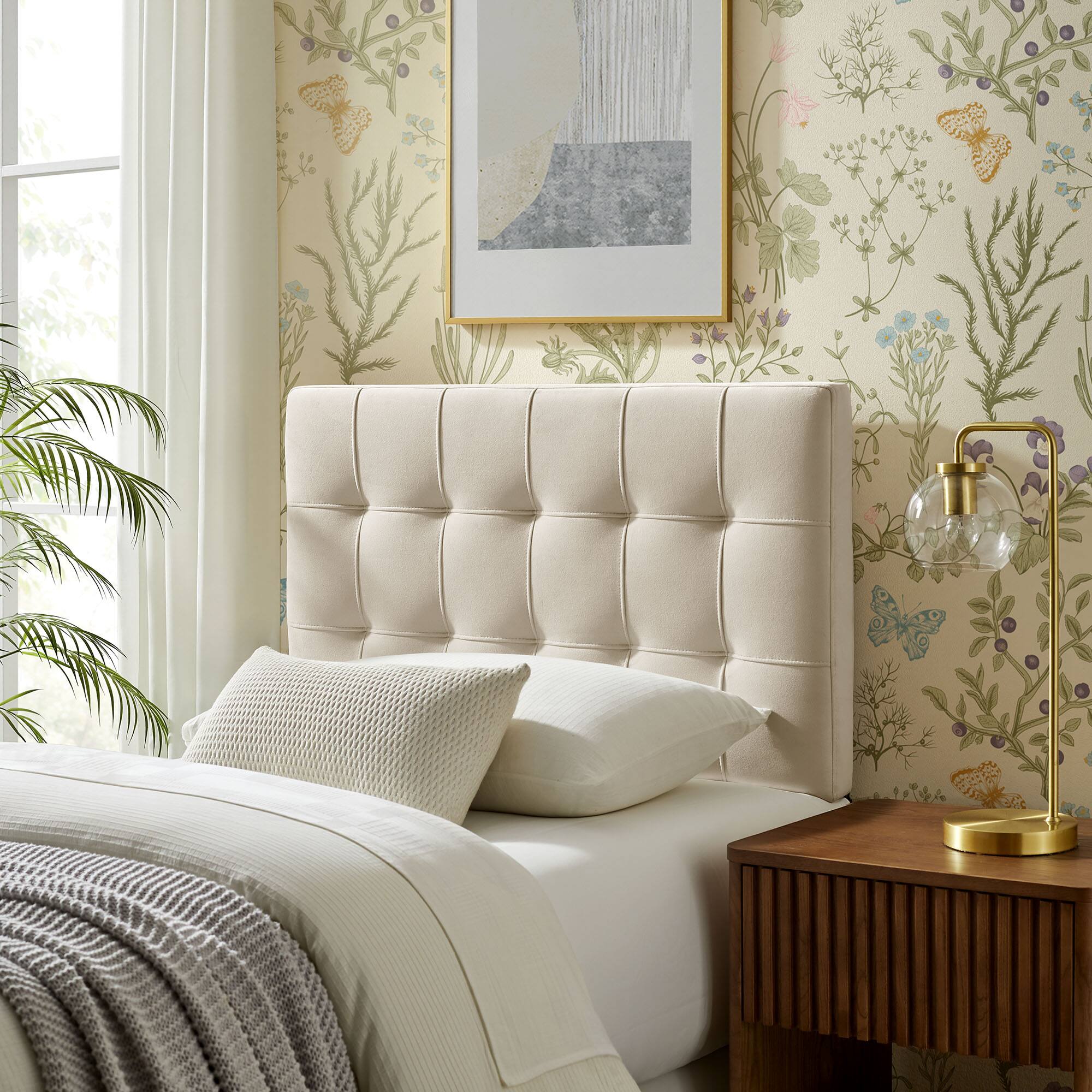 Front. Modway - Lily Biscuit Tufted Performance Velvet Headboard by Modway - Alabaster.