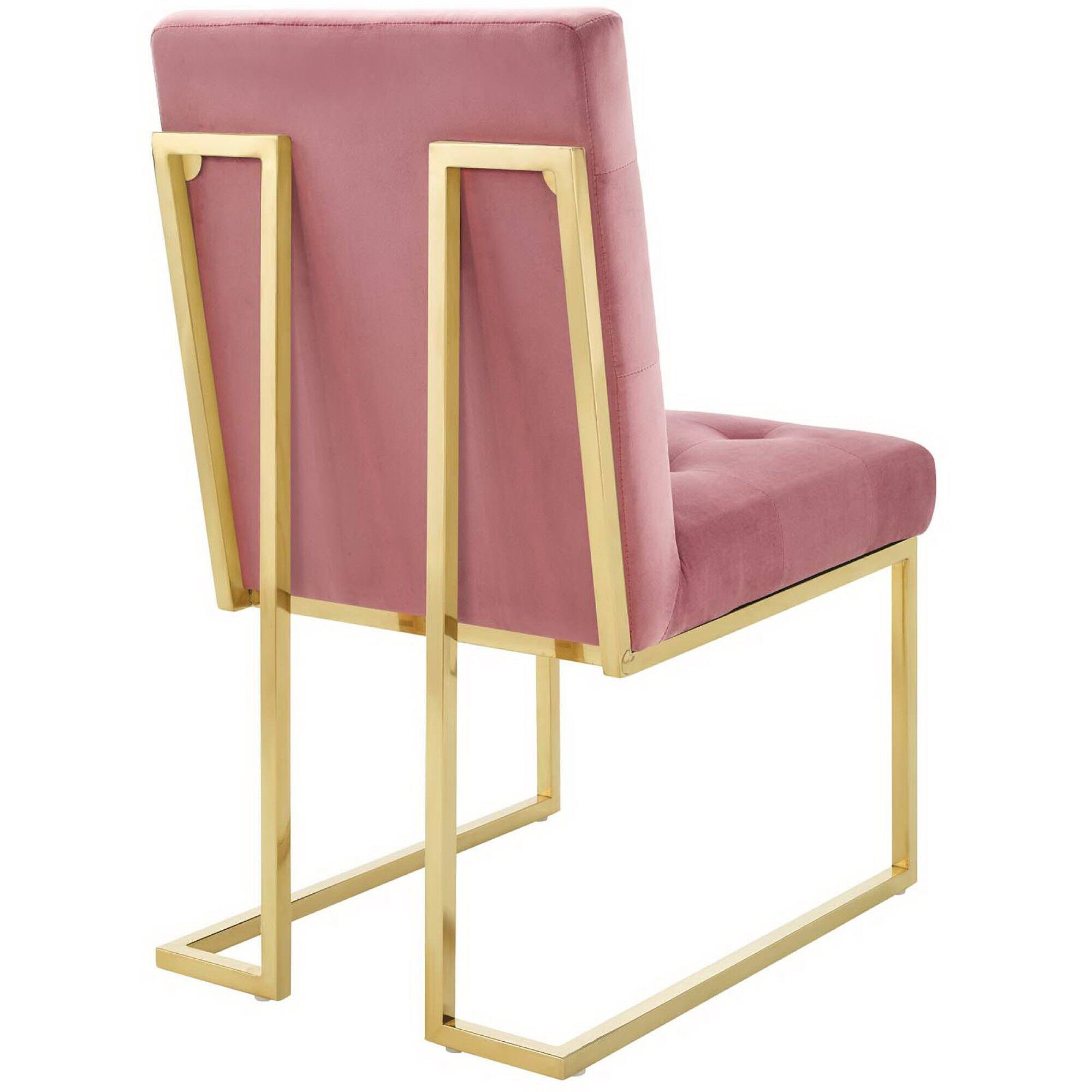 Alt View 1. Modway - Privy Gold Stainless Steel Performance Velvet Dining Chair by Modway - Gold Dusty Rose.